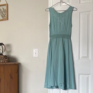 Forever 21 Sage Blue Embroidered Dress
